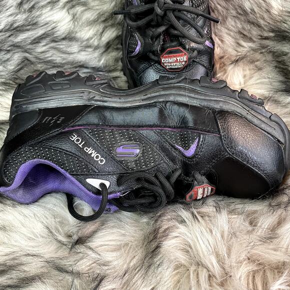 Skechers COMP TOE Size 7 wide Women Work shoe non-metallic Leather - Picture 5 of 12